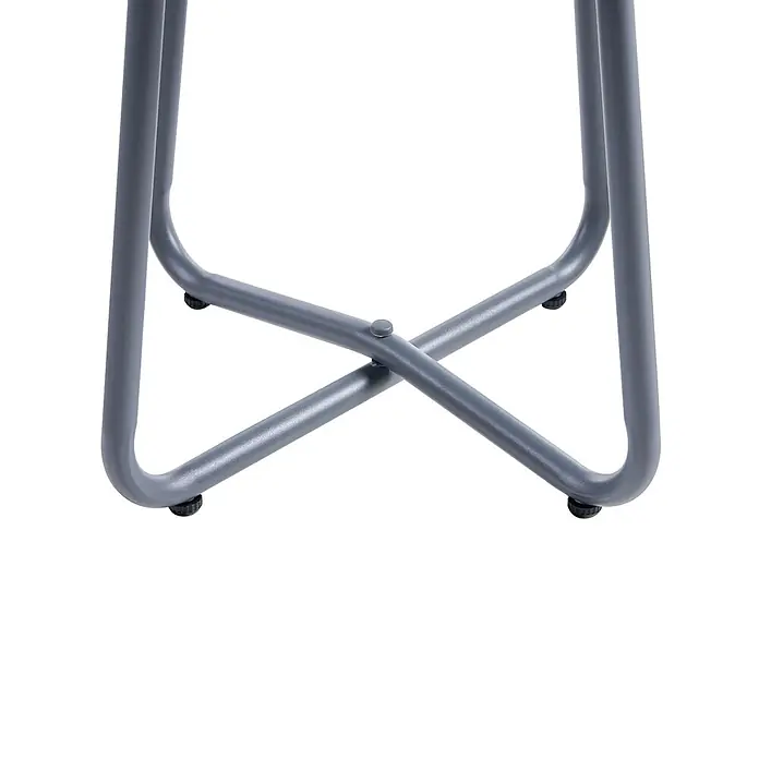 3-tlg Lounge Set PASTO in Grau/Beige -  - Graues Metallgestell eines Möbelstücks mit Querstreben und schwarzen Füßen.