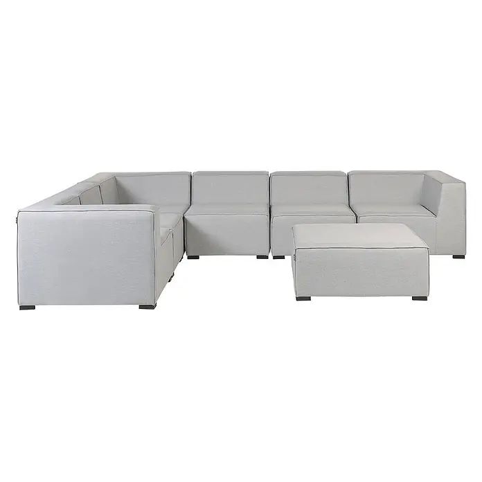7-tlg Lounge Set AREZZO in Grau/Schwarz rechtsseitig -  - Helles graues modulares Sofa mit einem Ottoman.