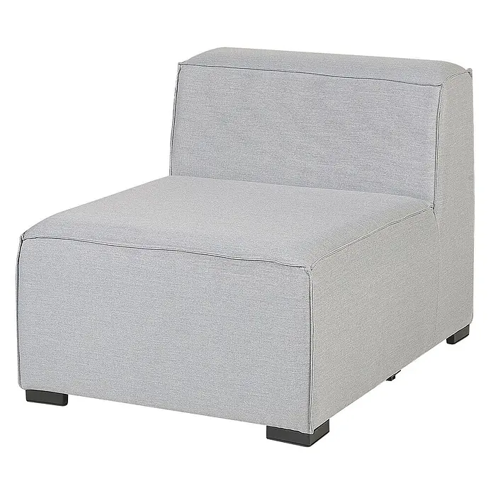 7-tlg Lounge Set AREZZO in Grau/Schwarz rechtsseitig -  - Hellgrauer, stoffbezogener, armloser Sessel mit sichtbaren Nähten und schwarzen Füßen.