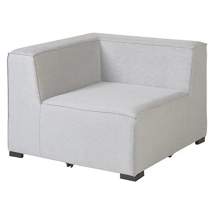 7-tlg Lounge Set AREZZO in Grau/Schwarz rechtsseitig -  - Hellesgraues Stoff-Ecksofa-Modul in L-Form mit schwarzen Füßen.