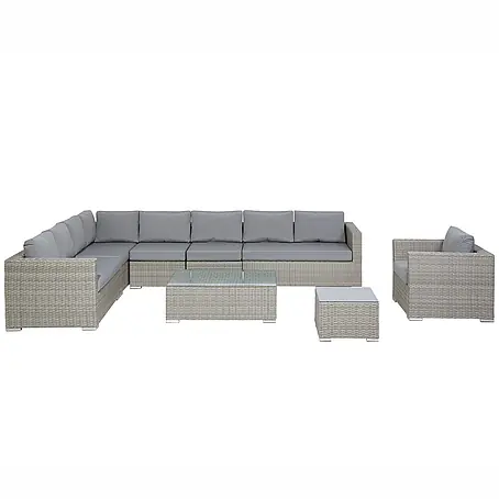 8-tlg Lounge Set XXL in Grau rechtsseitig