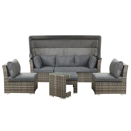 17-tlg Lounge Set CORTE in Braun/Grau