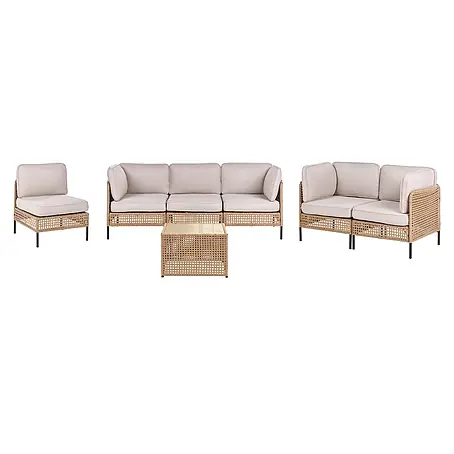 7-tlg Lounge Set OMEGANA in Beige/Schwarz