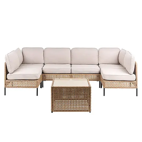 7-tlg Lounge Set OMEGANA in Beige/Schwarz