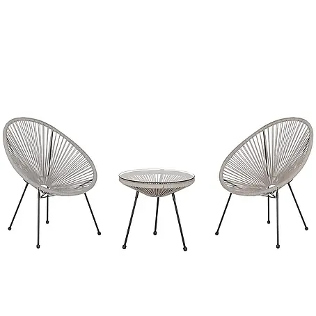 3-tlg Bistro Set ACAPULCO II in Grau/Schwarz