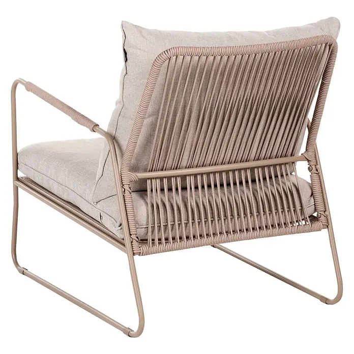 4-tlg Lounge Set ACCEGLIO in Beige -  - Moderner beiger Outdoor-Sessel mit Metallrahmen, geflochtener Rückenlehne und hellen Polstern.