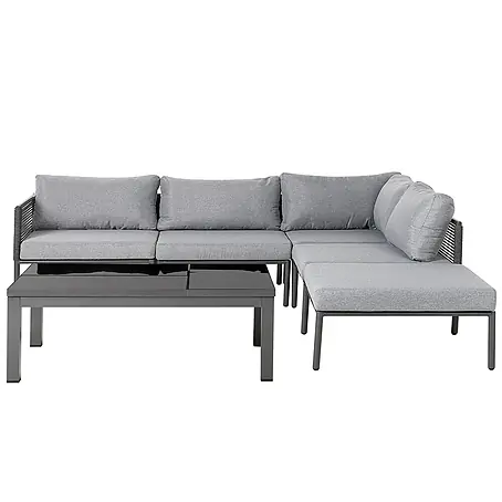 2-tlg Lounge Set FORANO in Grau/Schwarz