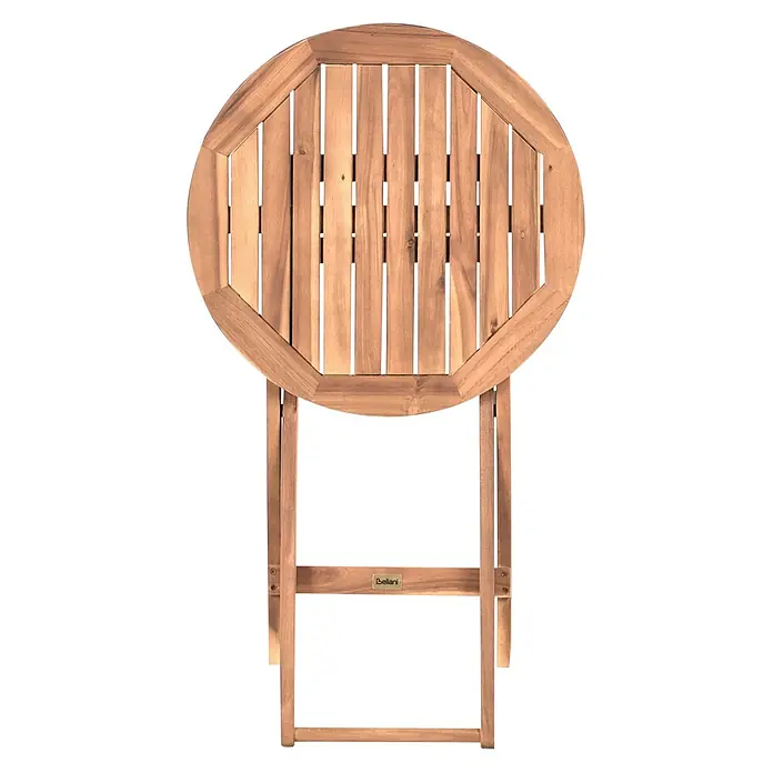 3-tlg Bistro Set RIVAROTTA in Braun/Schwarz -  - Runder Klapptisch aus Akazienholz mit Lattenplatte.