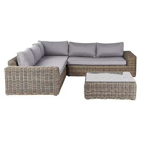 4-tlg Lounge Set PALERMO in Braun/Grau