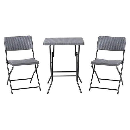 3-tlg Bistro Set TRAPPETO in Grau/Schwarz
