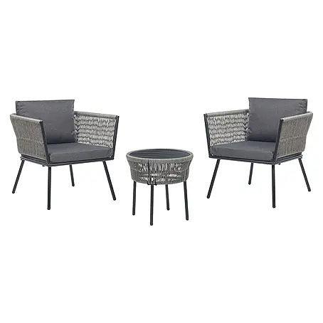 3-tlg Bistro Set GARGANO in Grau/Schwarz