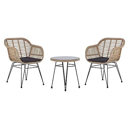 5-tlg Bistro Set TROPEA II in Braun/Schwarz