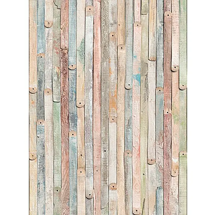Komar Imagine Edition 3 - Stories Fototapete Shabby Chic Vintage Wood - 4 -tlg., B x H: 184 x 254 cm, Papier - Einzigartige Wandpaneele aus bunten Holzlatten mit rustikalem Charme für eine individuelle Raumgestaltung. Diese Holzverkleidung bringt Wärme und Stil in Ihr Zuhause.