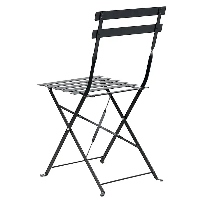 3-tlg Bistro Set FIORI in Schwarz -  - Schwarzer Metallklappstuhl mit Lamellensitz und Rückenlehne.