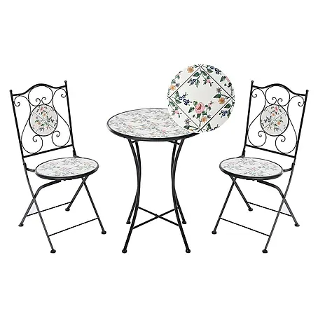 3-tlg Bistro Set COLLIO in Schwarz/Weiß
