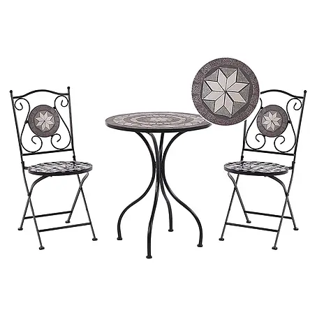 3-tlg Bistro Set CARIATI in Schwarz