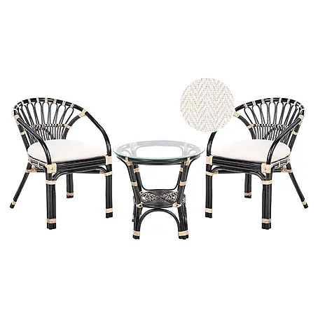 3-tlg Bistro Set PECORINI in Schwarz/Braun/Weiß