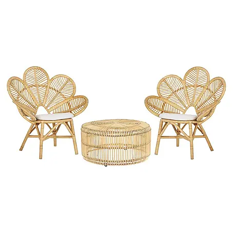 3-tlg Bistro Set FLORENTINE / LIMNI in Naturfarben/Beige/Beige