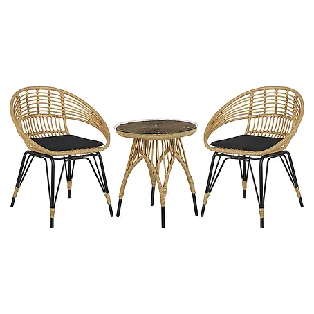 5-tlg Bistro Set PELLARO in Naturfarben/Beige/Schwarz