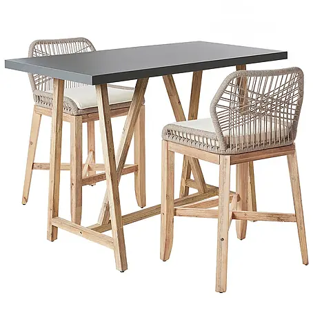 3-tlg Bistro Set TALAMONE in Braun/Grau/Beige