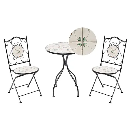 3-tlg Bistro Set CARONA in Schwarz/Weiß