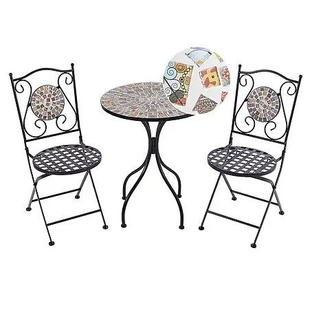 3-tlg Bistro Set CASARIO in Schwarz/Bunt