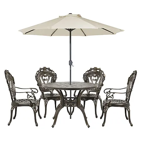10-tlg Gartentisch Set SAPRI in Braun/Grün/Beige