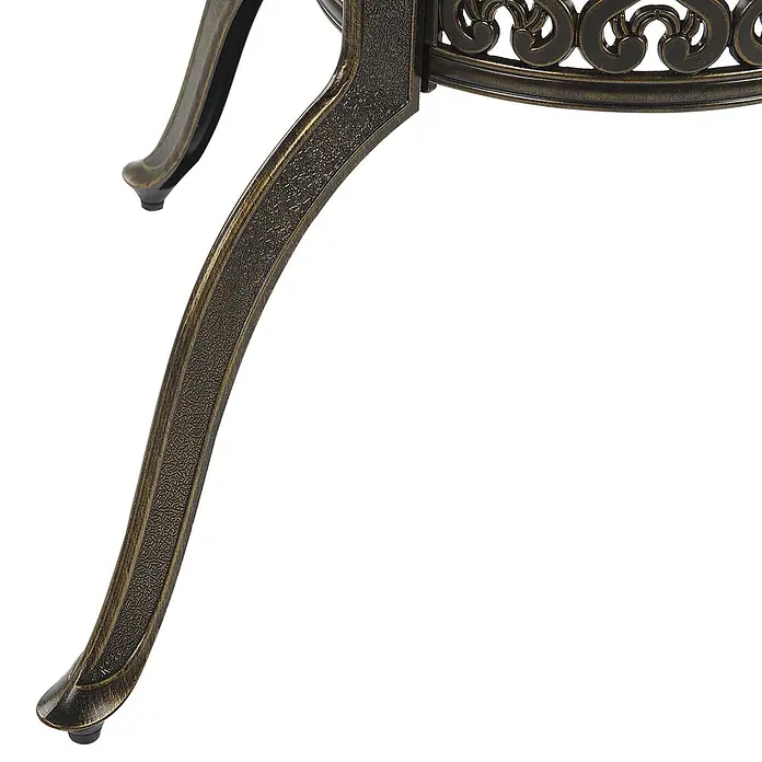 10-tlg Gartentisch Set SAPRI in Braun/Grün/Beige -  - Antik-bronzener verzierter Metalltischbein mit strukturierter Oberfläche.