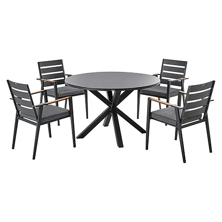 9-tlg Gartentisch Set MALETTO/TAVIANO in Schwarz/Braun