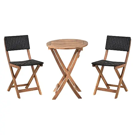 3-tlg Bistro Set RIVAROTTA in Braun/Schwarz
