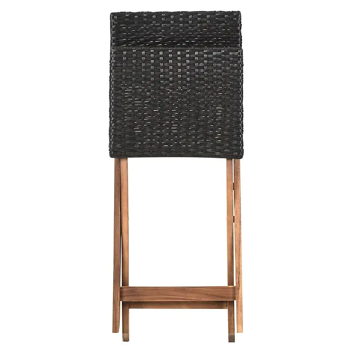 3-tlg Bistro Set RIVAROTTA in Braun/Schwarz -  - Klappstuhl mit schwarzer Flechtlehne und braunem Holzgestell.