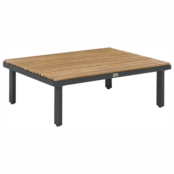 11-tlg Lounge Set FIVIZZANO in Grau/Braun -  - Gartencouchtisch mit heller Holzlattenplatte und dunkelgrauem Metallgestell.