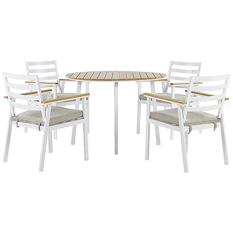 9-tlg Gartentisch Set CAVOLI in Weiß/Beige/Braun