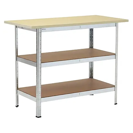 Profi Werkbank TAURUS 1 Tischplatte + 2 Fachböden 120x60x25cm Verzinkt