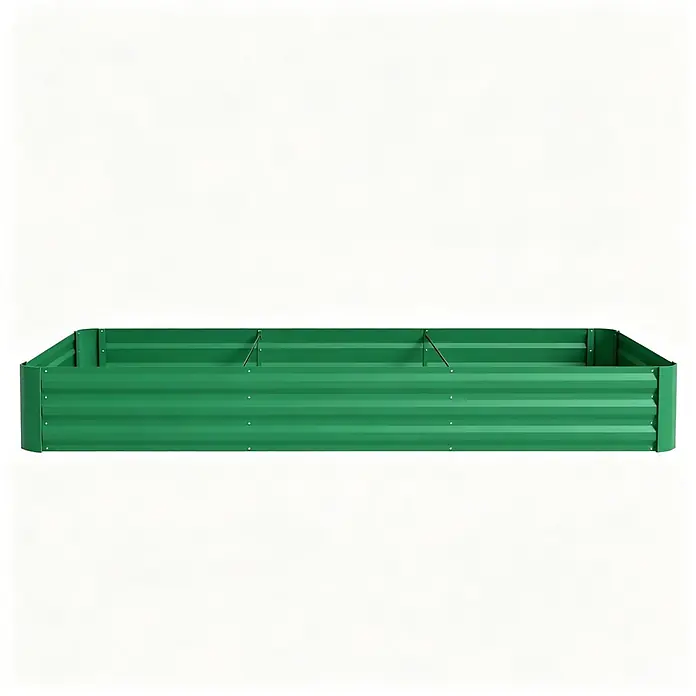 SONNENH Hochbeet 240 x 120 x 30 cm, Grün, offener Boden -  - Grünes, rechteckiges Metall-Hochbeet, ideal zum Pflanzen.