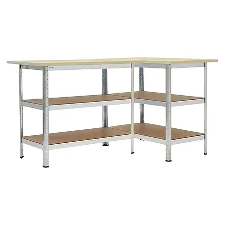 Mega Deal 2x Profi Werkbank TAURUS 1 Tischplatte + 2 Fachböden 120x60x25cm Verzinkt
