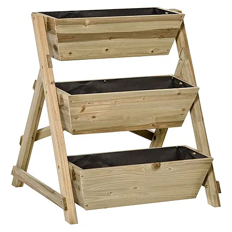 SONNENH Blumentreppe aus Holz mit 3 Ebenen, 71 x 61 x 77 cm