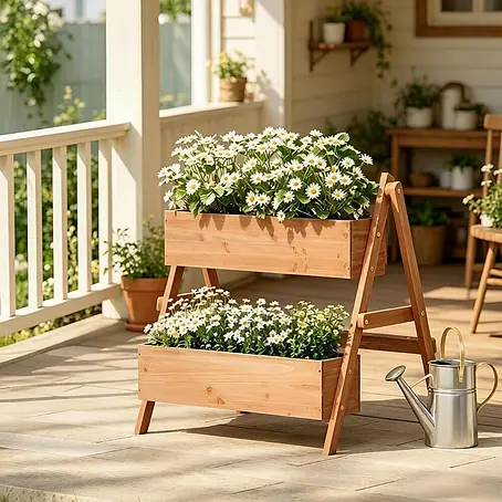 SONNENH Hochbeet 80 x 62 x 68 cm Braun aus Holz