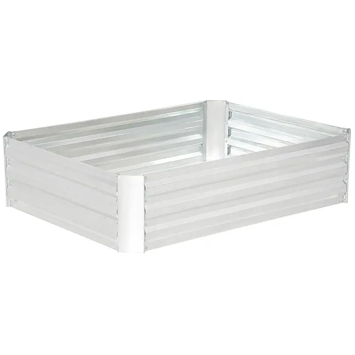 SONNENH Hochbeet 120 x 90 x 30 cm Silber aus Stahl -  - Rechteckiges silbernes Hochbeet aus verzinktem Metall mit Wellblechpaneelen.