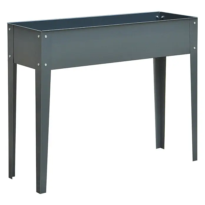 SONNENH Kräuterhochbeet 100 x 30 x 80 cm Dunkelgrau aus Metall -  - Dunkelgraues Hochbeet aus Metall mit vier Beinen.