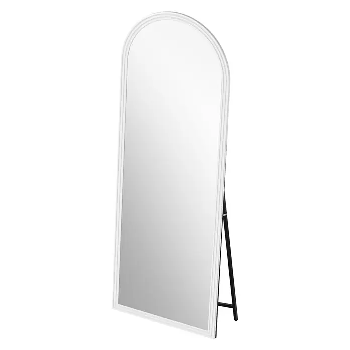 SONNENH Gewölbter Standspiegel, 160 x 50 cm, Weiß -  - Weißer, bogenförmiger Ganzkörperspiegel mit schwarzem Standfuß.