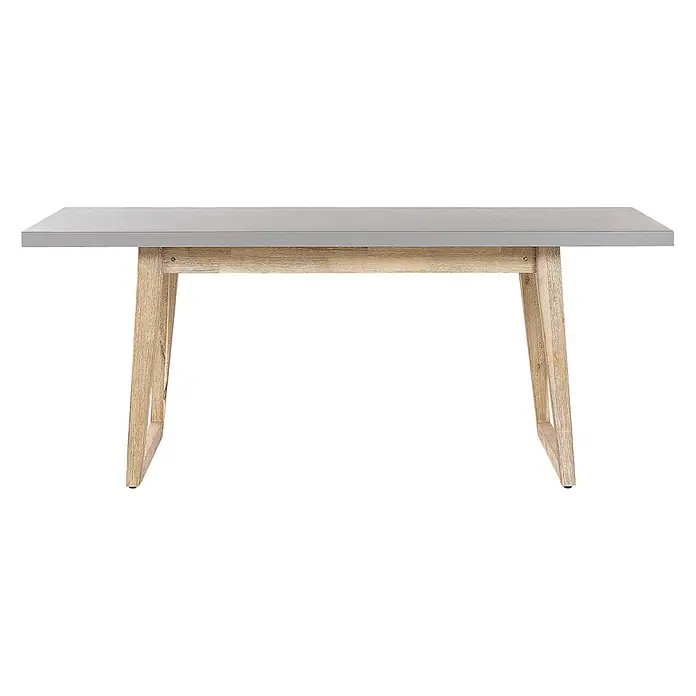 Esstisch ORIA in Grau/Braun - (W) 90 x (H) 75 x - L - Moderner Tisch mit grauer rechteckiger Tischplatte und schrägen hellen Holzbeinen.