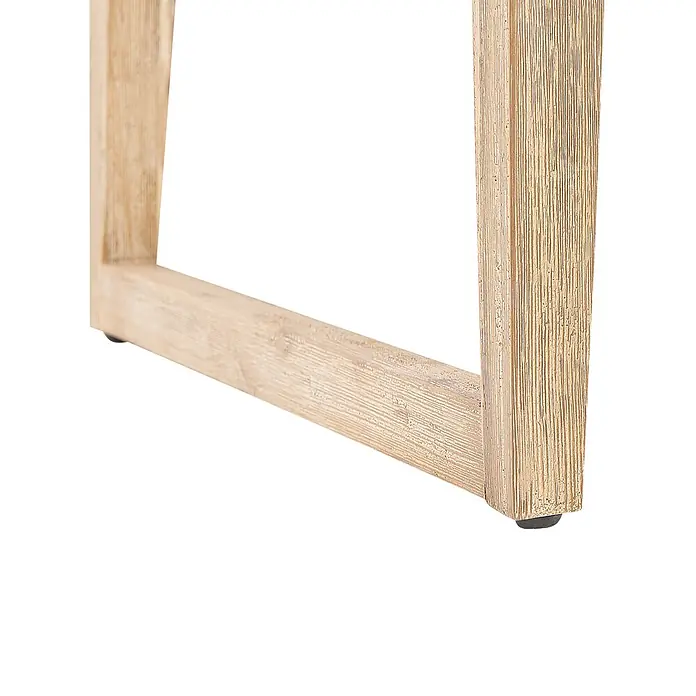 Esstisch ORIA in Grau/Braun - (W) 90 x (H) 75 x - L - Helles Holzmöbelbein mit strukturierter Oberfläche und schwarzem Fußpolster.