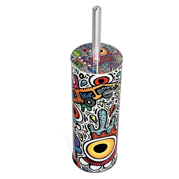 Tohaa Design WC-Bürste Crazy Maniac - Skwak -  - Bunte WC-Bürste und Halter im abstrakten Graffiti-Stil mit silbernem Metallgriff.