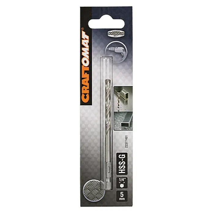 Craftomat Metallbohrer - Durchmesser Bohrer: 5 mm, Sechskant - Craftomat HSS-G Metallbohrer, 5 mm, ideal für präzise Bohrungen in Metall. Hochwertiger Bohrer für den professionellen Einsatz.