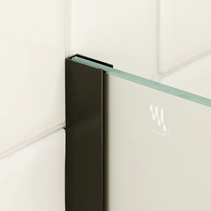 i-flair Duschabtrennung 100x200 cm Satiniert 10 mm ESG W740 -  - Dunkles Metallprofil hält eine klare Glasscheibe mit ESG EN 12150 Sicherheitsnorm.