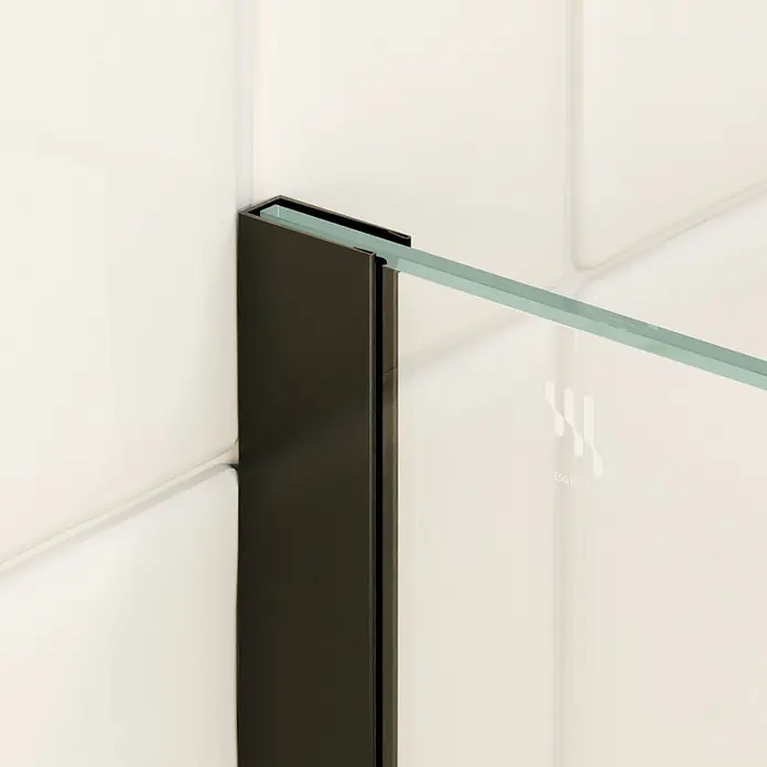 i-flair Duschabtrennung 130x200 cm Teilsatiniert 10 mm ESG W740 -  - Schwarzes Duschprofil mit klarer Sicherheitsglasscheibe einer Duschkabine.