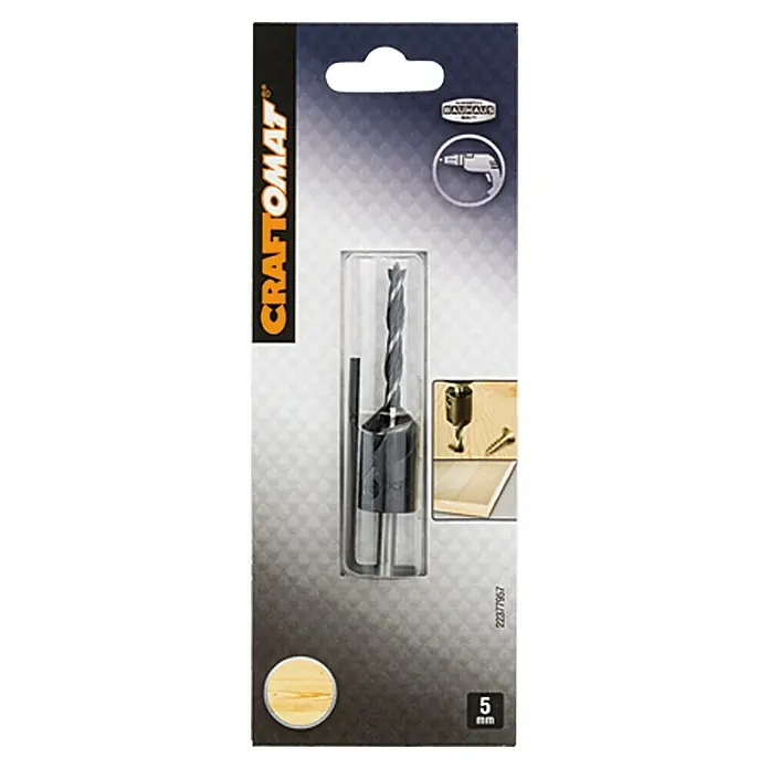 Craftomat Broca para madera con avellanador - Diámetro de la broca: 5 mm - Imagen del producto de una broca para madera y avellanador Craftomat en tamaño de 5 mm, ideal para taladrar y avellanar con precisión en madera.