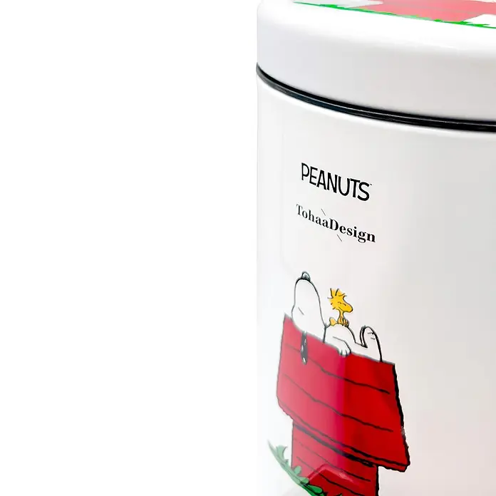 Tohaa Design Kosmetikeimer 3L Peanuts Snoopy - Peanuts -  - Weißer Behälter mit 'PEANUTS'-Logo und einer Abbildung von Snoopy und Woodstock auf ihrer roten Hundehütte.