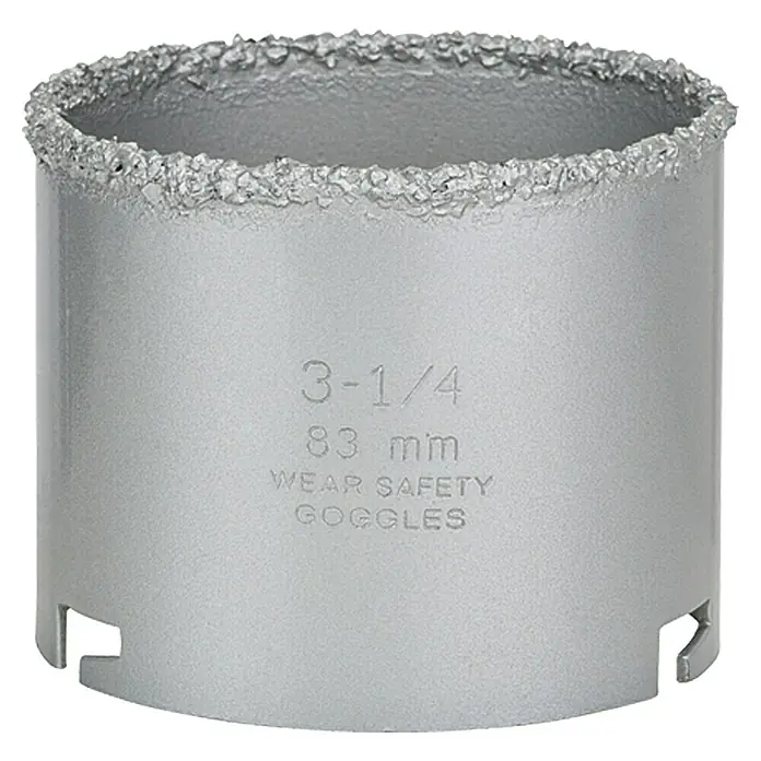 Craftomat Lochsäge - Durchmesser Bohrer: 83 mm - Abbildung eines Diamantbohrers mit einer Größe von 3-1/4 Zoll und 83 mm, der sich ideal zum Bohren von Löchern eignet.